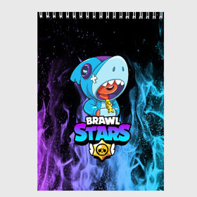 Скетчбук с принтом BRAWL STARS LEON SHARK в Санкт-Петербурге, 100% бумага
 | 48 листов, плотность листов — 100 г/м2, плотность картонной обложки — 250 г/м2. Листы скреплены сверху удобной пружинной спиралью | 8 bit | 8 бит | bibi | brawl stars | crow | el brown | leon | leon shark | max | mr.p | phoenix | sally leon | shark | sprout | stars | virus | werewolf | акула | биби | вирус | ворон | леон | оборотень | пингвин