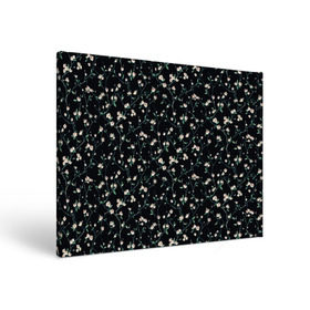 Холст прямоугольный с принтом Сакура на черном в Санкт-Петербурге, 100% ПВХ |  | сакура | узоры | цветы | черная