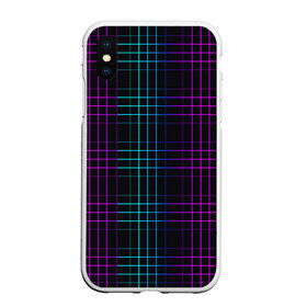 Чехол для iPhone XS Max матовый с принтом Neon cell в Санкт-Петербурге, Силикон | Область печати: задняя сторона чехла, без боковых панелей | Тематика изображения на принте: геометрия | градиент | квадраты | клетка | клетчатый | линии | неоновый | полосы | популярный | разноцветный | решетка | сетка | текстура | фиолетовый | шотландка | яркий