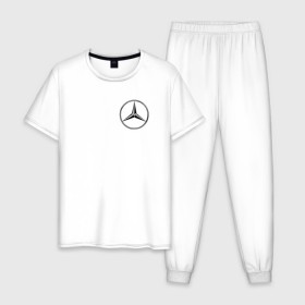Мужская пижама хлопок с принтом Mercedes logo в Санкт-Петербурге, 100% хлопок | брюки и футболка прямого кроя, без карманов, на брюках мягкая резинка на поясе и по низу штанин
 | benz | logo | mercedes | mercedes benz