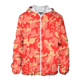Мужская куртка 3D с принтом Оранжевый камуфляж в Санкт-Петербурге, ткань верха — 100% полиэстер, подклад — флис | прямой крой, подол и капюшон оформлены резинкой с фиксаторами, два кармана без застежек по бокам, один большой потайной карман на груди. Карман на груди застегивается на липучку | camouflage | camuflage | kamouflage | orange | pink | абстракция | камуфляж | комуфляж | оранжевый | пятна | розовый