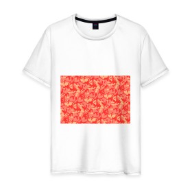 Мужская футболка хлопок с принтом Оранжевый камуфляж в Санкт-Петербурге, 100% хлопок | прямой крой, круглый вырез горловины, длина до линии бедер, слегка спущенное плечо. | camouflage | camuflage | kamouflage | orange | pink | абстракция | камуфляж | комуфляж | оранжевый | пятна | розовый
