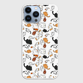 Чехол для iPhone 13 Pro Max с принтом кошачьи валяния в Санкт-Петербурге,  |  | белая кошка | белый | кот | кошачьи потягушки | кошка | милая мордочка | милота | рыжая кошка | рыжий | чёрная кошка | чёрный