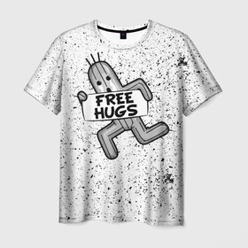 Мужская футболка 3D с принтом FREE HUGS в Санкт-Петербурге, 100% полиэфир | прямой крой, круглый вырез горловины, длина до линии бедер | 7 remake | aerith | fantasy | ff7 | final | ps4 | red | shinra | square enix | vii remake | vii ремейк | айрис | последняя | ред | фантазия | фф7 | шинра