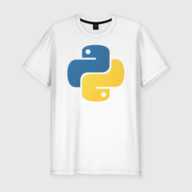 Мужская футболка хлопок Slim с принтом Python в Санкт-Петербурге, 92% хлопок, 8% лайкра | приталенный силуэт, круглый вырез ворота, длина до линии бедра, короткий рукав | Тематика изображения на принте: python | пайтон | питон