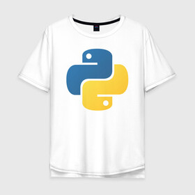 Мужская футболка хлопок Oversize с принтом Python  в Санкт-Петербурге, 100% хлопок | свободный крой, круглый ворот, “спинка” длиннее передней части | Тематика изображения на принте: python | пайтон | питон
