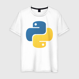 Мужская футболка хлопок с принтом Python  в Санкт-Петербурге, 100% хлопок | прямой крой, круглый вырез горловины, длина до линии бедер, слегка спущенное плечо. | python | пайтон | питон