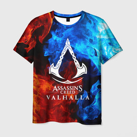 Мужская футболка 3D с принтом ASSASSIN`S CREED VALHALLA в Санкт-Петербурге, 100% полиэфир | прямой крой, круглый вырез горловины, длина до линии бедер | slayer | valhalla | vikings | асасин | ассасин крид | ассассин | вальхалла | викинги | тамплиеры