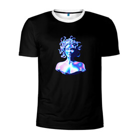 Мужская футболка 3D спортивная с принтом WAPORWAVE в Санкт-Петербурге, 100% полиэстер с улучшенными характеристиками | приталенный силуэт, круглая горловина, широкие плечи, сужается к линии бедра | waporwave | блеск | голография | медуза