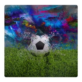 Магнитный плакат 3Х3 с принтом Мяч в Санкт-Петербурге, Полимерный материал с магнитным слоем | 9 деталей размером 9*9 см | газон | гол | игры | космос | красивая | модная | мяч | мячик | распад | спортивная | стильная | футбол | футболист