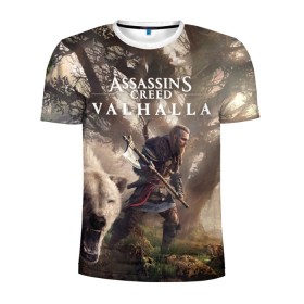 Мужская футболка 3D спортивная с принтом Assassin’s Creed Valhalla в Санкт-Петербурге, 100% полиэстер с улучшенными характеристиками | приталенный силуэт, круглая горловина, широкие плечи, сужается к линии бедра | action | creed | eivor | rpg | ubisoft | valhalla | viking | vikings | англия | ассасин | ассасина | вальгалла | викинг | викинги | кредо | эйвор