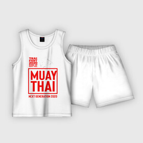 Детская пижама с шортами хлопок с принтом MUAY THAI в Санкт-Петербурге,  |  | boxing | fight | kickboxing | mma | muay thai | боец | бокс | мма | муай тай | тайский бокс