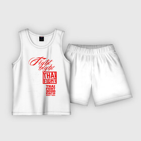Детская пижама с шортами хлопок с принтом Fight night Muay Thai в Санкт-Петербурге,  |  | boxing | fight night | kikcboxing | mma | muay thai | муай тай | тайский бокс