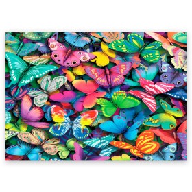 Поздравительная открытка с принтом Радужный рой в Санкт-Петербурге, 100% бумага | плотность бумаги 280 г/м2, матовая, на обратной стороне линовка и место для марки
 | бабочка | бабочки | белый | бирюзовый | зеленый | красный | розовый | серый | синий | фиолетовый | яркий цвет