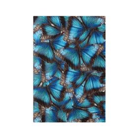 Обложка для паспорта матовая кожа с принтом Небесный рой в Санкт-Петербурге, натуральная матовая кожа | размер 19,3 х 13,7 см; прозрачные пластиковые крепления | бабочка | бабочки | белый | синий | черный | яркий цвет