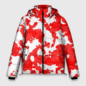 Мужская зимняя куртка 3D с принтом Красно-белая в Санкт-Петербурге, верх — 100% полиэстер; подкладка — 100% полиэстер; утеплитель — 100% полиэстер | длина ниже бедра, свободный силуэт Оверсайз. Есть воротник-стойка, отстегивающийся капюшон и ветрозащитная планка. 

Боковые карманы с листочкой на кнопках и внутренний карман на молнии. | городской камуфляж | подарок мужчине | подарок на 23 февраля | подарок на день защитника отечества | подарок на день рождения | подарок парню | спартак москва | фк спартак