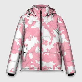 Мужская зимняя куртка 3D с принтом Бело-розовая в Санкт-Петербурге, верх — 100% полиэстер; подкладка — 100% полиэстер; утеплитель — 100% полиэстер | длина ниже бедра, свободный силуэт Оверсайз. Есть воротник-стойка, отстегивающийся капюшон и ветрозащитная планка. 

Боковые карманы с листочкой на кнопках и внутренний карман на молнии. | весенняя | городской камуфляж | женская | кальмаровый | подарок девочке | подарок девушке | подарок дочке | подарок на день рождения