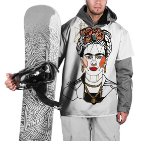 Накидка на куртку 3D с принтом Фрида Кало  в Санкт-Петербурге, 100% полиэстер |  | кало | картинки | популярные | прикольные | фрида | цветы | человек