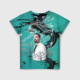 Детская футболка 3D с принтом Дима Билан в Санкт-Петербурге, 100% гипоаллергенный полиэфир | прямой крой, круглый вырез горловины, длина до линии бедер, чуть спущенное плечо, ткань немного тянется | актер | билан | дима | певец