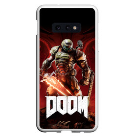 Чехол для Samsung S10E с принтом Doom в Санкт-Петербурге, Силикон | Область печати: задняя сторона чехла, без боковых панелей | Тематика изображения на принте: aerospace | corporation | doom | doomguy | eternal | mars | shooter | slayer | uac | union | дум | корпорация | марс | объединённая | палач | рока | солдат | шутер