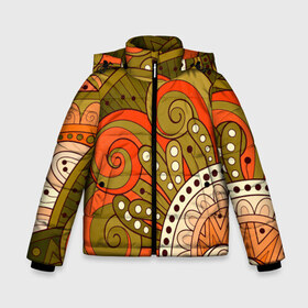 Зимняя куртка для мальчиков 3D с принтом Детский оранжево-болотный в Санкт-Петербурге, ткань верха — 100% полиэстер; подклад — 100% полиэстер, утеплитель — 100% полиэстер | длина ниже бедра, удлиненная спинка, воротник стойка и отстегивающийся капюшон. Есть боковые карманы с листочкой на кнопках, утяжки по низу изделия и внутренний карман на молнии. 

Предусмотрены светоотражающий принт на спинке, радужный светоотражающий элемент на пуллере молнии и на резинке для утяжки | doodling | pattern | textures | tiles | абстракция | белый | болотный | детский | дудл | дудлинг | завихрение | зеленый | линия | оранжевый | паттерны | спираль | тайлы | текстуры | точка | узор | фон