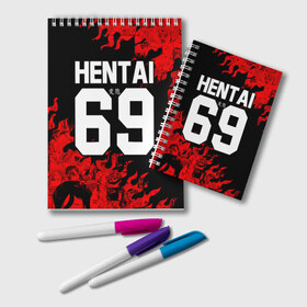 Блокнот с принтом HENTAI [02] в Санкт-Петербурге, 100% бумага | 48 листов, плотность листов — 60 г/м2, плотность картонной обложки — 250 г/м2. Листы скреплены удобной пружинной спиралью. Цвет линий — светло-серый
 | ahegao | anime | japan | manga | sempai | senpai | аниме | ахегао | лицо | манга | семпай | сенпай | япония