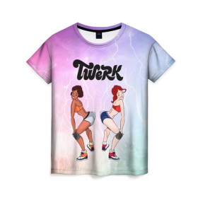Женская футболка 3D с принтом Тверк в Санкт-Петербурге, 100% полиэфир ( синтетическое хлопкоподобное полотно) | прямой крой, круглый вырез горловины, длина до линии бедер | twerk | бедра | двигай попой | танцевальные движения | танцы | тверк