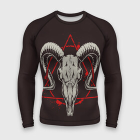 Мужской рашгард 3D с принтом Культ в Санкт-Петербурге,  |  | demon | devil | fashion | goat | hell | horror | monster | satan | skull | style | ад | демон | дьявол | козёл | мода | монстр | сатана | стиль | ужас | череп