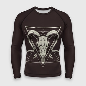 Мужской рашгард 3D с принтом Культ в Санкт-Петербурге,  |  | demon | devil | fashion | goat | hell | horror | monster | satan | skull | style | ад | демон | дьявол | козёл | мода | монстр | сатана | стиль | ужас | череп