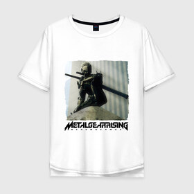 Мужская футболка хлопок Oversize с принтом METAL GEAR RISING в Санкт-Петербурге, 100% хлопок | свободный крой, круглый ворот, “спинка” длиннее передней части | maverick | metal gear rising | metalgearrising | revengeance | блэйдвулф | водомерки | киборги | маверик | метал гир | метал гир ризинг | мистер молния | муссон | райден | хамсин