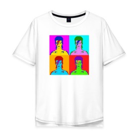 Мужская футболка хлопок Oversize с принтом Боуи поп-арт в Санкт-Петербурге, 100% хлопок | свободный крой, круглый ворот, “спинка” длиннее передней части | bowie | david bowie | pop art | боуи | дэвид боуи | поп арт