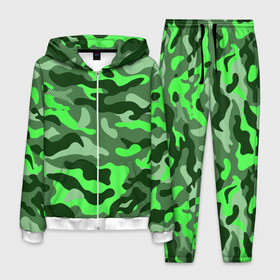 Мужской костюм 3D с принтом CAMOUFLAGE GREEN в Санкт-Петербурге, 100% полиэстер | Манжеты и пояс оформлены тканевой резинкой, двухслойный капюшон со шнурком для регулировки, карманы спереди | camouflage | армия | военная форма | военный | вооружение | вооруженные силы | защита | защитный цвет | зеленый | камуфляж | маскировка | солдат | униформа | форма