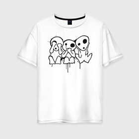 Женская футболка хлопок Oversize с принтом Кодама в Санкт-Петербурге, 100% хлопок | свободный крой, круглый ворот, спущенный рукав, длина до линии бедер
 | princess mononoke | аниме | студия «гибли»