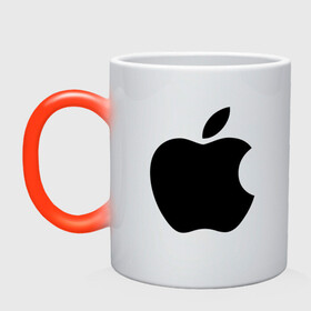 Кружка хамелеон с принтом Apple в Санкт-Петербурге, керамика | меняет цвет при нагревании, емкость 330 мл | Тематика изображения на принте: apple | техника | яблоко