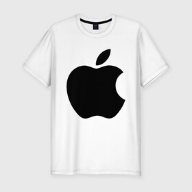 Мужская футболка хлопок Slim с принтом Apple в Санкт-Петербурге, 92% хлопок, 8% лайкра | приталенный силуэт, круглый вырез ворота, длина до линии бедра, короткий рукав | apple | техника | яблоко