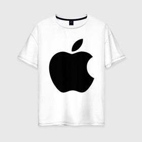 Женская футболка хлопок Oversize с принтом Apple в Санкт-Петербурге, 100% хлопок | свободный крой, круглый ворот, спущенный рукав, длина до линии бедер
 | apple | техника | яблоко