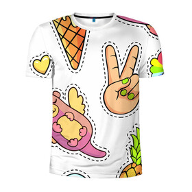 Мужская футболка 3D спортивная с принтом Emoji в Санкт-Петербурге, 100% полиэстер с улучшенными характеристиками | приталенный силуэт, круглая горловина, широкие плечи, сужается к линии бедра | emoji | еда | животные | звери | наклейки | позитив | смайлы | стикеры