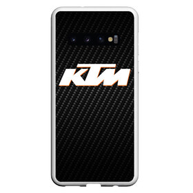 Чехол для Samsung Galaxy S10 с принтом KTM КАРБОН (Z) в Санкт-Петербурге, Силикон | Область печати: задняя сторона чехла, без боковых панелей | enduro | ktm | moto | motocycle | sportmotorcycle | ктм | мото | мотоспорт