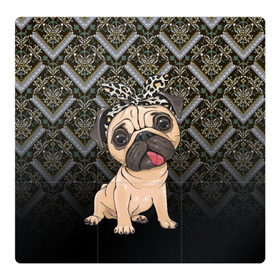 Магнитный плакат 3Х3 с принтом милый мопс в Санкт-Петербурге, Полимерный материал с магнитным слоем | 9 деталей размером 9*9 см | Тематика изображения на принте: versace | арт | версаче | гламурный | животные | золото | картинка | леопард | милый | мода | мопс | мопсиха | пес | песик | рисунок | собака