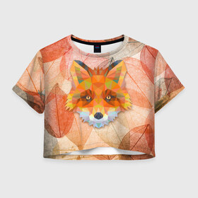 Женская футболка Crop-top 3D с принтом Fox в Санкт-Петербурге, 100% полиэстер | круглая горловина, длина футболки до линии талии, рукава с отворотами | art | fox | арт | графика | лисы | минимализм | рисунок