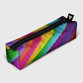Пенал 3D с принтом Яркая мозаика радуга диагональ в Санкт-Петербурге, 100% полиэстер | плотная ткань, застежка на молнии | геометрия | диагональ | мозаика | полоски | радуга | текстура | фигуры | цвета | ячейки