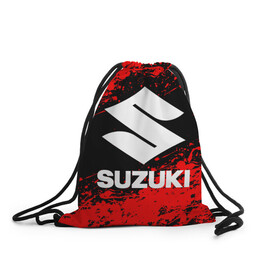 Рюкзак-мешок 3D с принтом SUZUKI (1) в Санкт-Петербурге, 100% полиэстер | плотность ткани — 200 г/м2, размер — 35 х 45 см; лямки — толстые шнурки, застежка на шнуровке, без карманов и подкладки | suzuki | авто | автомобиль | сузуки