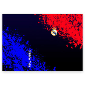 Поздравительная открытка с принтом Real Madrid в Санкт-Петербурге, 100% бумага | плотность бумаги 280 г/м2, матовая, на обратной стороне линовка и место для марки
 | atletico | barcelona | borussia | chelsea | cristiano | football | juventus | manchester city | manchester united | messi | real madrid | ronaldo | sport | спорт | футбол