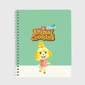 Тетрадь с принтом Animal Crossing в Санкт-Петербурге, 100% бумага | 48 листов, плотность листов — 60 г/м2, плотность картонной обложки — 250 г/м2. Листы скреплены сбоку удобной пружинной спиралью. Уголки страниц и обложки скругленные. Цвет линий — светло-серый
 | Тематика изображения на принте: animal crossing | isabelle | tom nook | энимал кроссинг