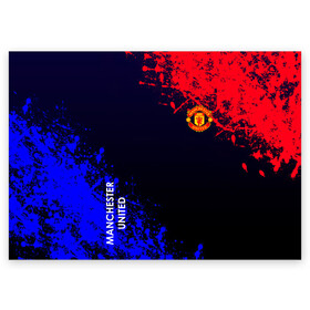 Поздравительная открытка с принтом Manchester United в Санкт-Петербурге, 100% бумага | плотность бумаги 280 г/м2, матовая, на обратной стороне линовка и место для марки
 | atletico | barcelona | borussia | chelsea | cristiano | football | juventus | manchester city | manchester united | messi | real madrid | ronaldo | sport | спорт | футбол