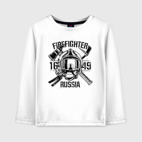 Детский лонгслив хлопок с принтом FIREFIGHTER RUSSIA в Санкт-Петербурге, 100% хлопок | круглый вырез горловины, полуприлегающий силуэт, длина до линии бедер | 112 | 23 февраля | 27 декабря | firefighter | герб | гкчс | знак | лого | логотип | министерство | мчс | мчс россии | мчсник | по чрезв | пожарная охрана | пожарник | пожарный | пч | россии | рф | символ | ситуации