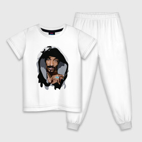 Детская пижама хлопок с принтом Snoop Dogg в Санкт-Петербурге, 100% хлопок |  брюки и футболка прямого кроя, без карманов, на брюках мягкая резинка на поясе и по низу штанин
 | 2pac | black | dog | dr dre | hip hop | rap | snoop dogg | west coast | гангстер | микрофон | музыка | рифма | рэп | рэпер | снуп дог | собака | хип хоп