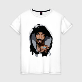 Женская футболка хлопок с принтом Snoop Dogg в Санкт-Петербурге, 100% хлопок | прямой крой, круглый вырез горловины, длина до линии бедер, слегка спущенное плечо | 2pac | black | dog | dr dre | hip hop | rap | snoop dogg | west coast | гангстер | микрофон | музыка | рифма | рэп | рэпер | снуп дог | собака | хип хоп