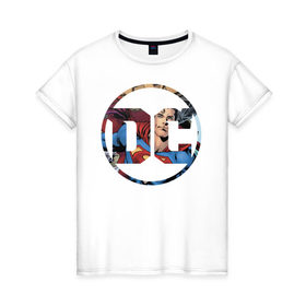 Женская футболка хлопок с принтом Superman в Санкт-Петербурге, 100% хлопок | прямой крой, круглый вырез горловины, длина до линии бедер, слегка спущенное плечо | dc | shtatjl | superman | логотип | супермен