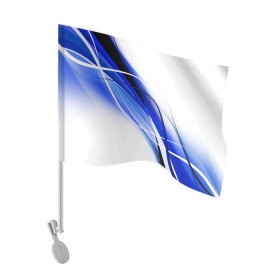 Флаг для автомобиля с принтом GEOMETRY STRIPES BLUE в Санкт-Петербурге, 100% полиэстер | Размер: 30*21 см | abstraction | geometry | hexagon | neon | paints | stripes | texture | triangle | абстракция | брызги | геометрия | краски | неон | неоновый | соты | текстура